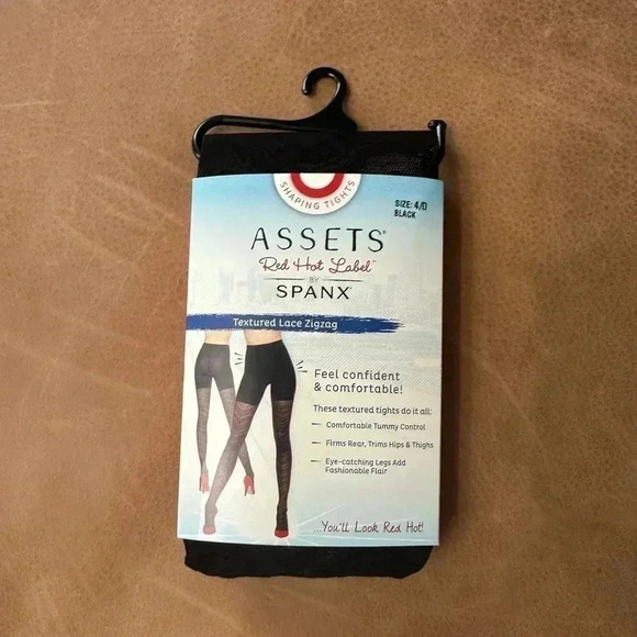 Assets By Spanx Other - Assets Red Hot Label By Spanx Shaping Tights Textured Zig Zag Size 4/D Black
